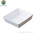 Plateau d'emballage alimentaire en papier kraft blanc / marron jetable